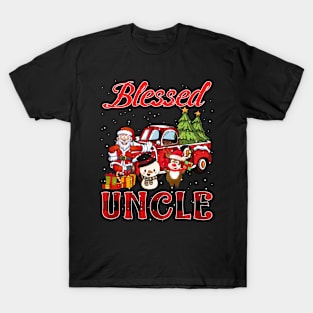 Blessed Uncle Red Plaid Christmas T-Shirt